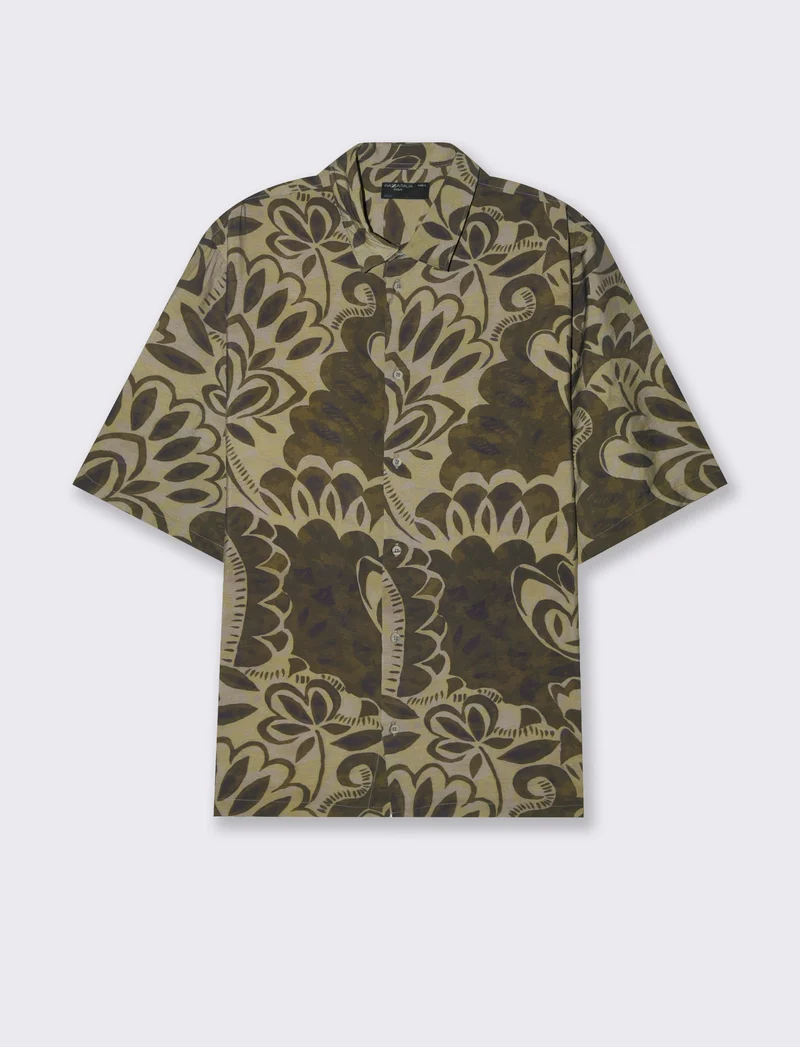 Camicia a fantasia in viscosa nylon da uomo - Moro