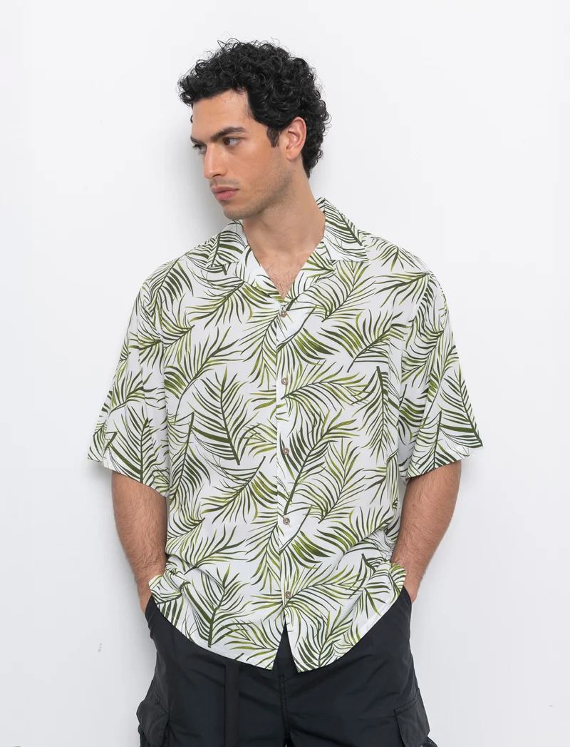 Camicia a fantasia in viscosa da uomo - Verde