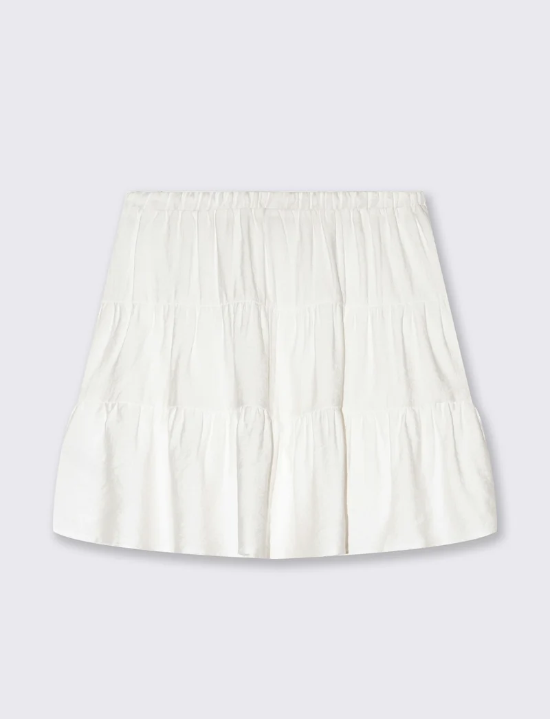 Gonna corta con balze da donna - Bianco
