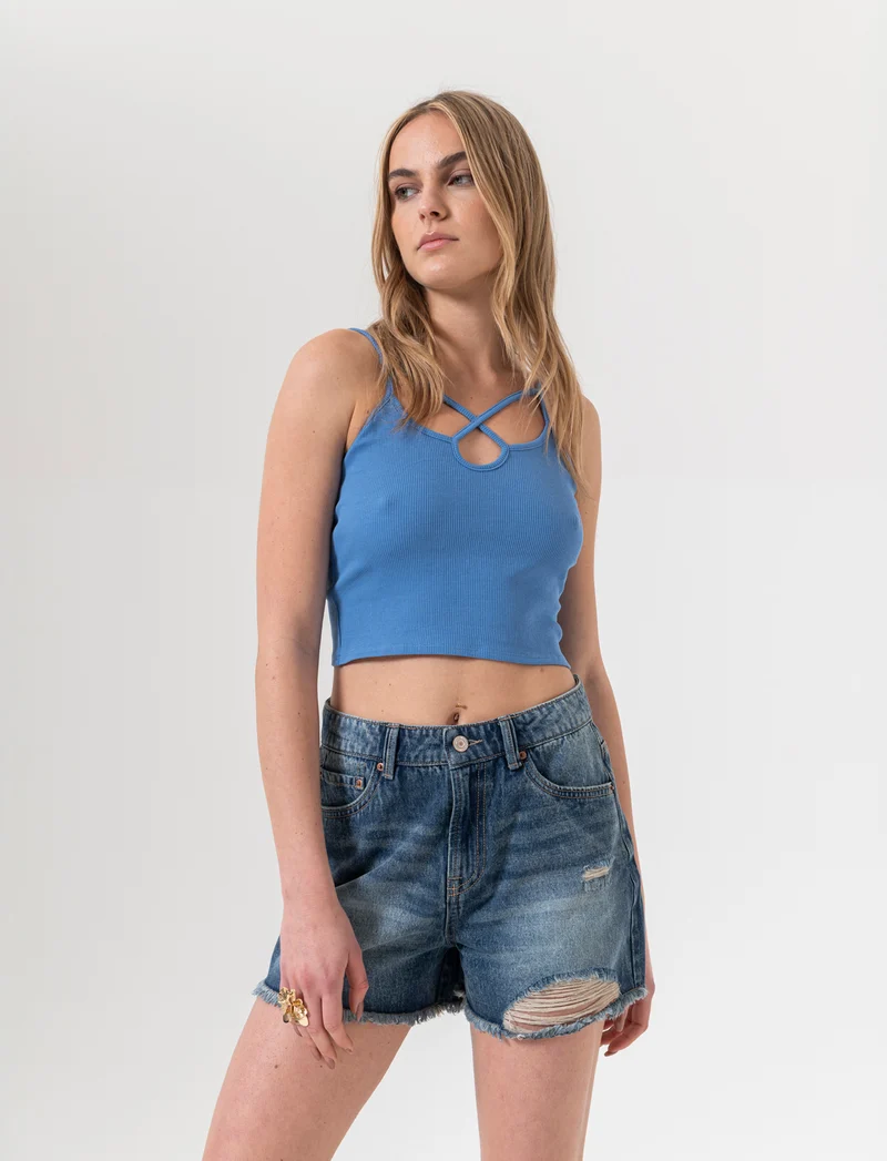Top a costine da donna - Bluette