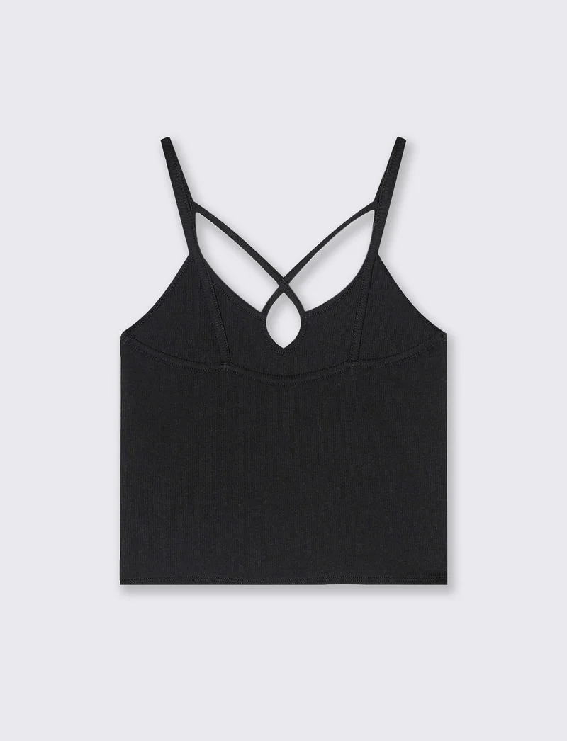 Top a costine da donna - Nero