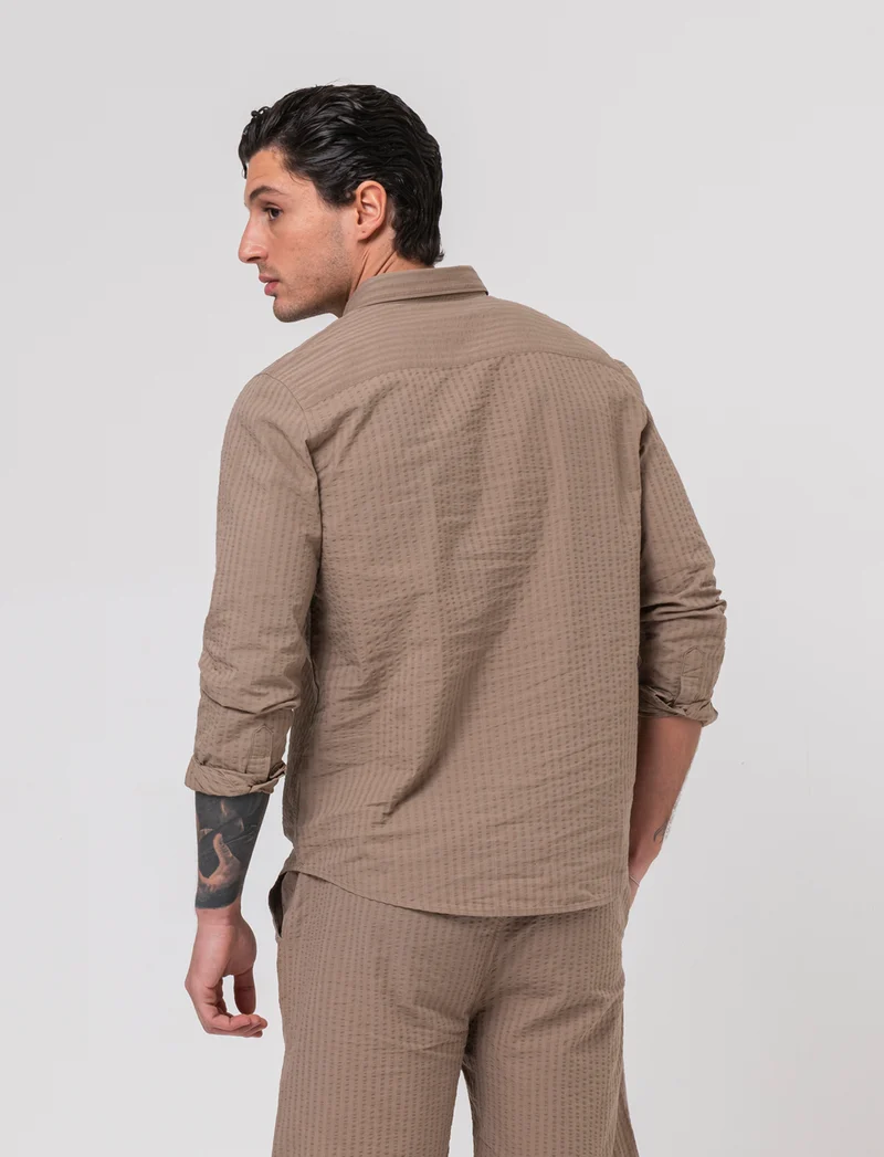 Casacca in tessuto seer sucker da uomo - Grigio tortora