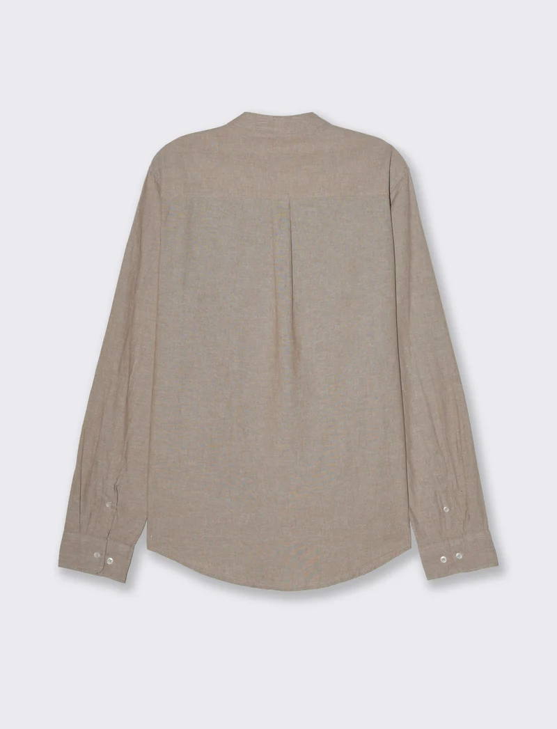 Camicia misto lino effetto melange da uomo - Grigio tortora