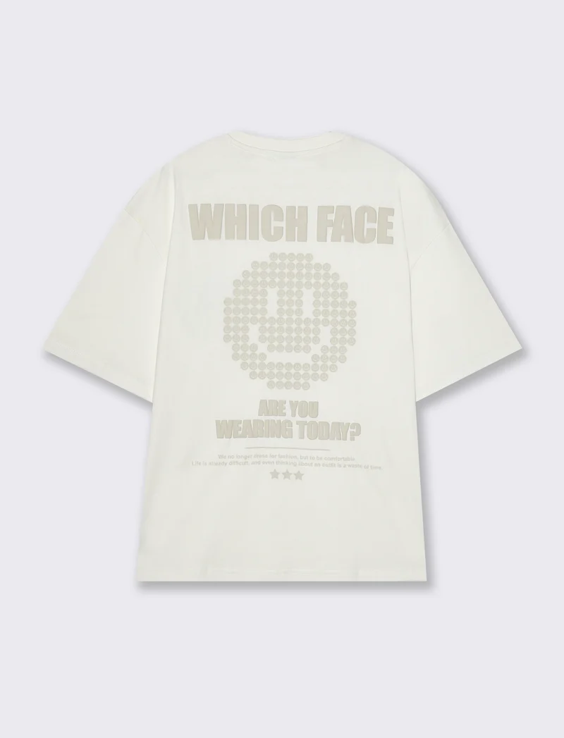 T-shirt boxy fit in cotone con stampe da uomo - Bianco