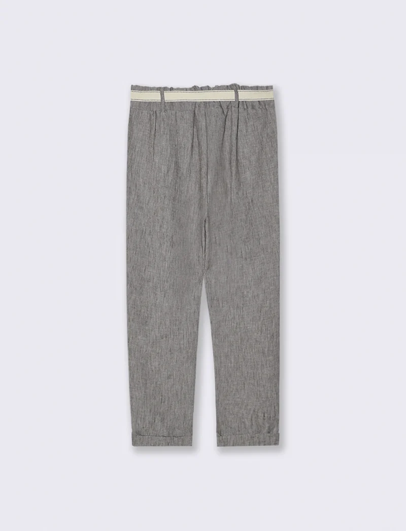 Pantalone con elastico in vita e cintura - Nero