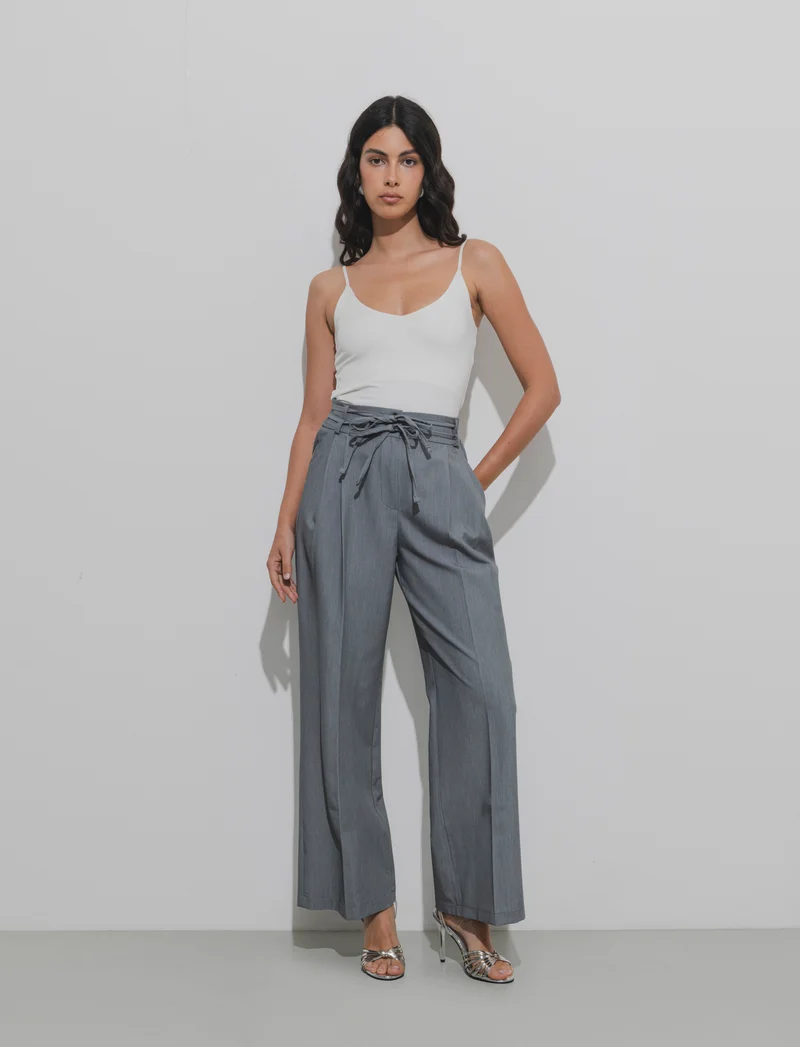PANTALONE CON LACCI - Grigio