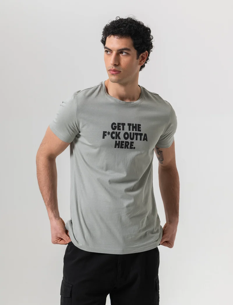 T-shirt in cotone con stampa regular fit da uomo - Verde