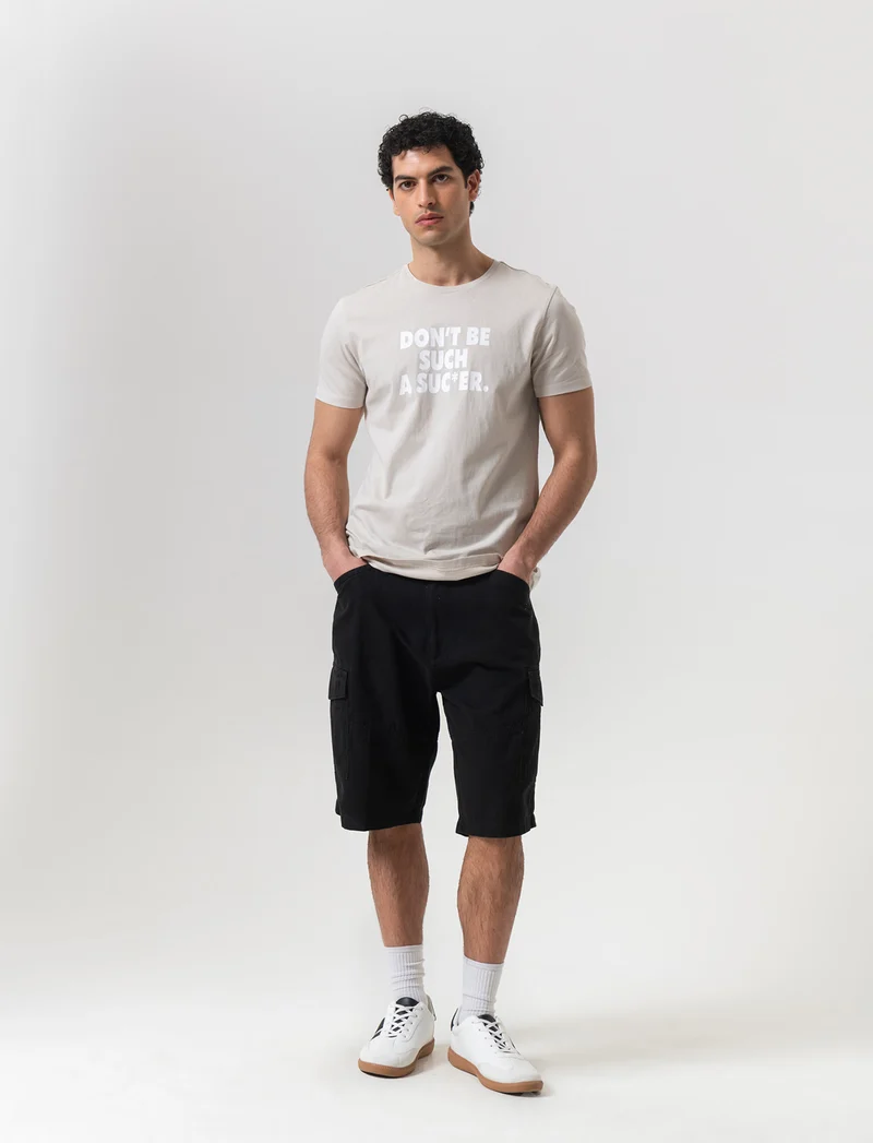 T-shirt in cotone con stampa regular fit da uomo - Grigio ghiaccio