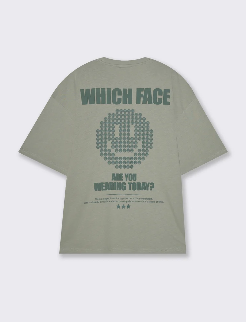 T-shirt boxy fit in cotone con stampe da uomo - Verde