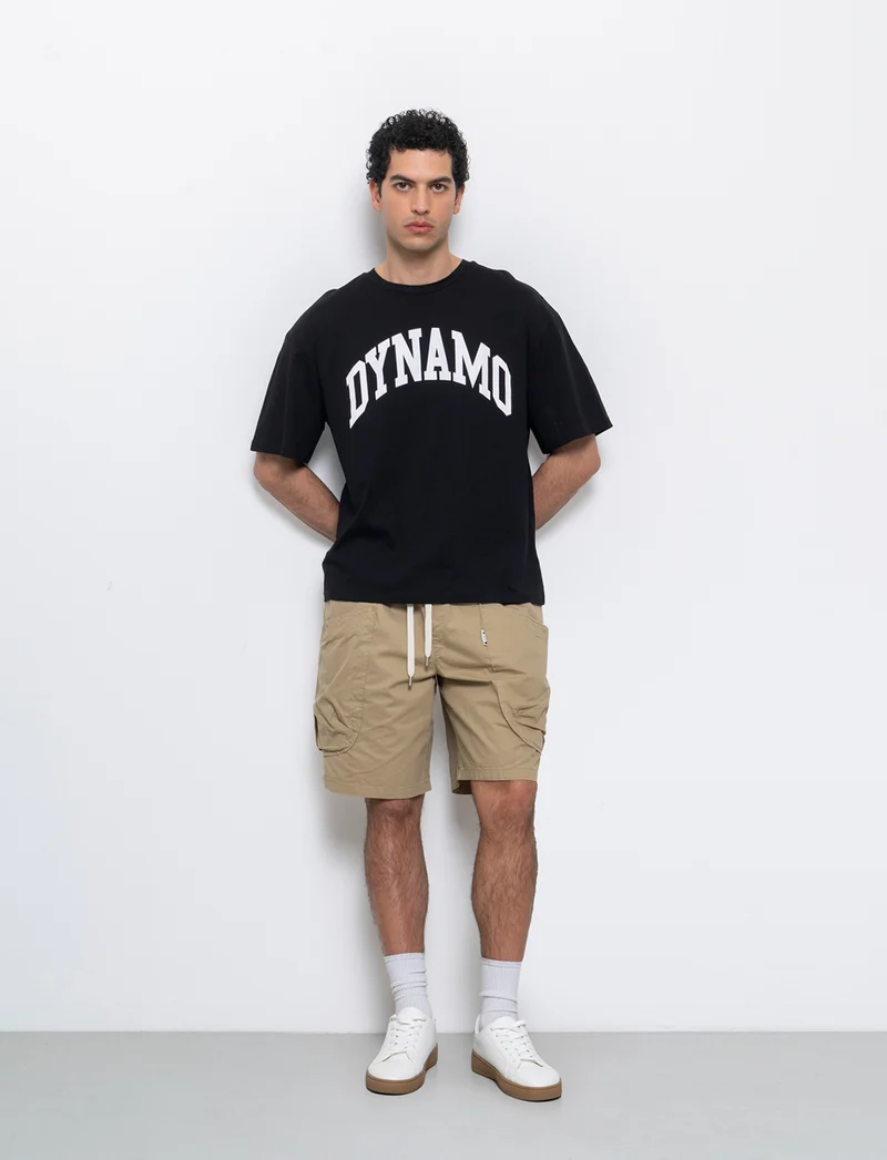 T-shirt boxy fit con stampa da uomo - Nero