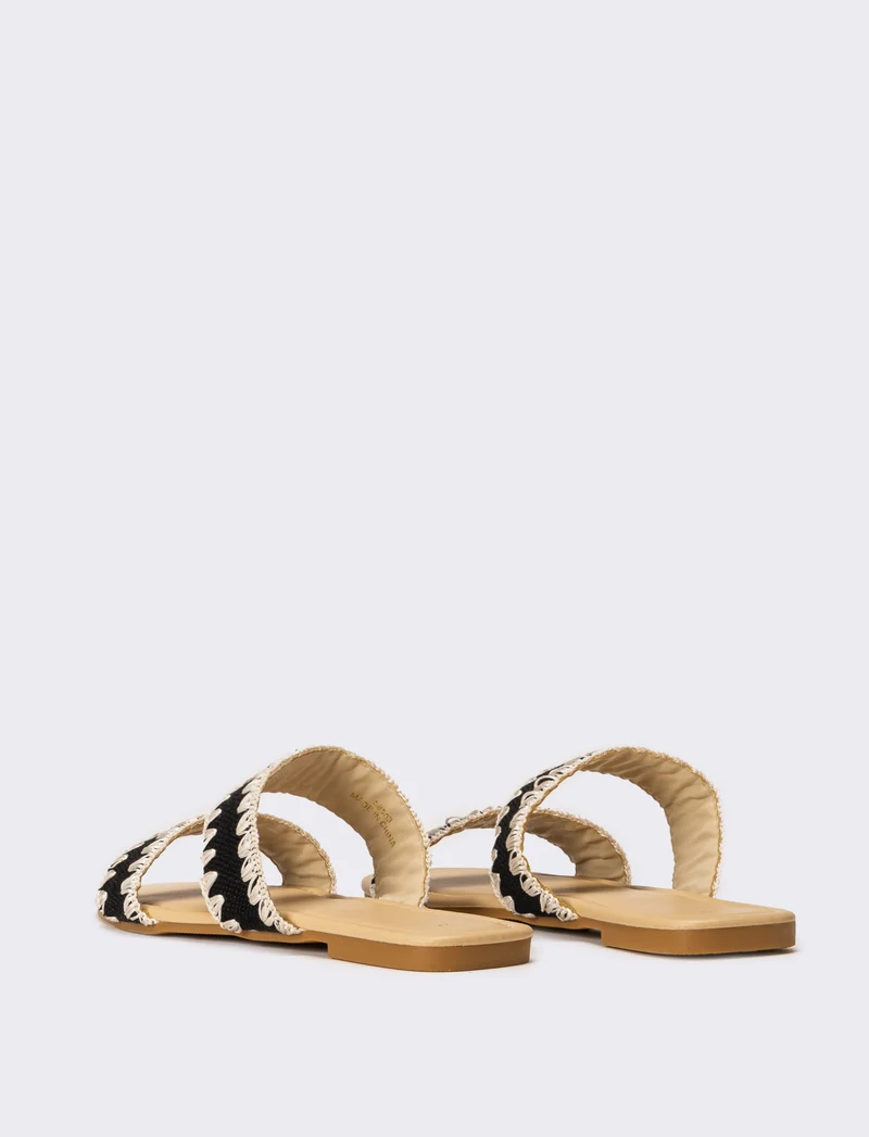 Mule da donna in rafia - Nero
