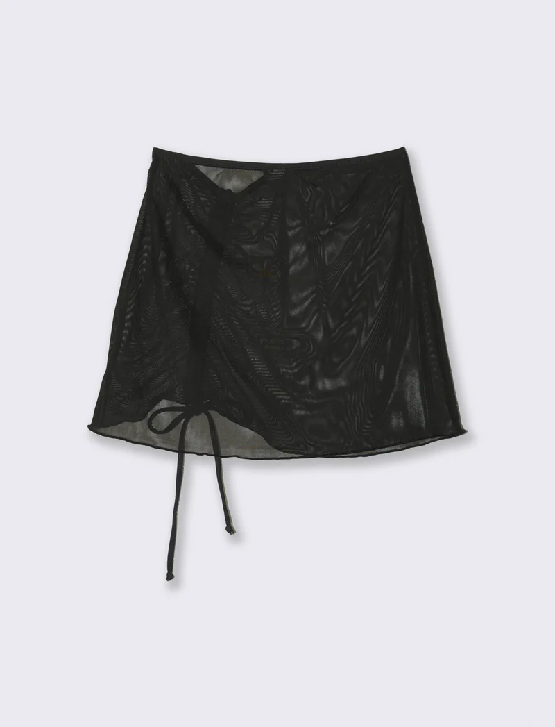 Copricostume mare donna gonna microrete - Nero