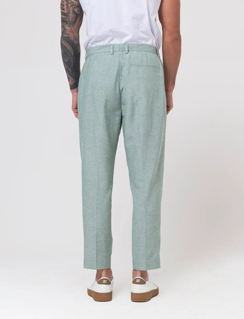 Pantaloni jogger da completo in misto lino da uomo - Verde