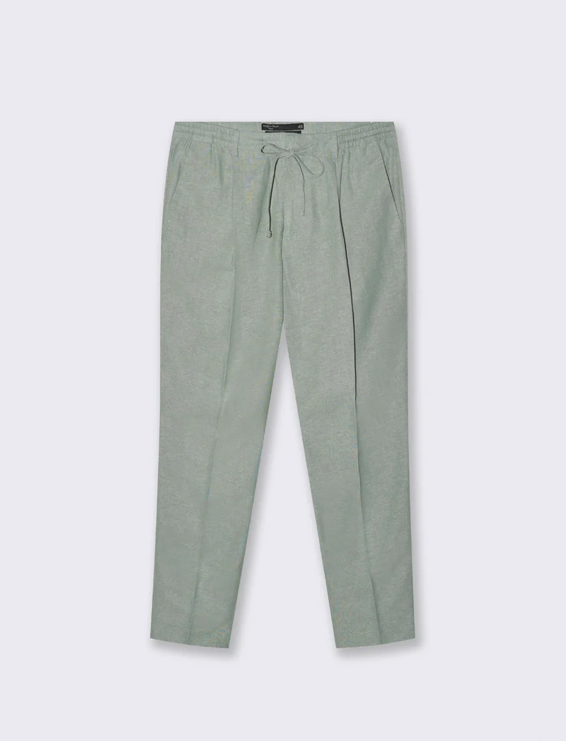 Pantaloni jogger da completo in misto lino da uomo - Verde