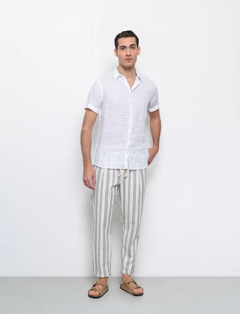 Camicia manica corta 100% lino da uomo - Bianco