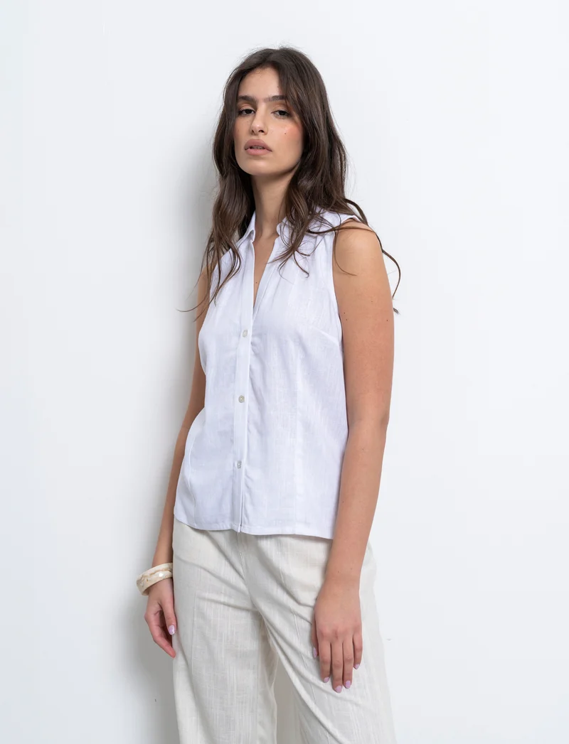 Camicia giromanica da donna - Bianco