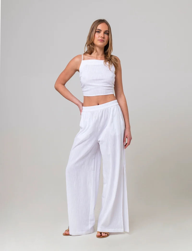 Pantalone con spacchi da donna - Bianco