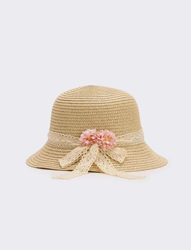 Cappello bambina con fiori - Rosa