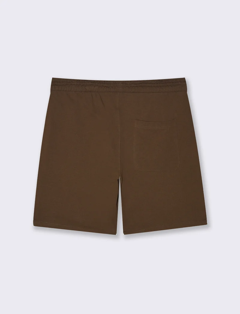 Bermuda jogger in piquet di cotone da uomo - Moro