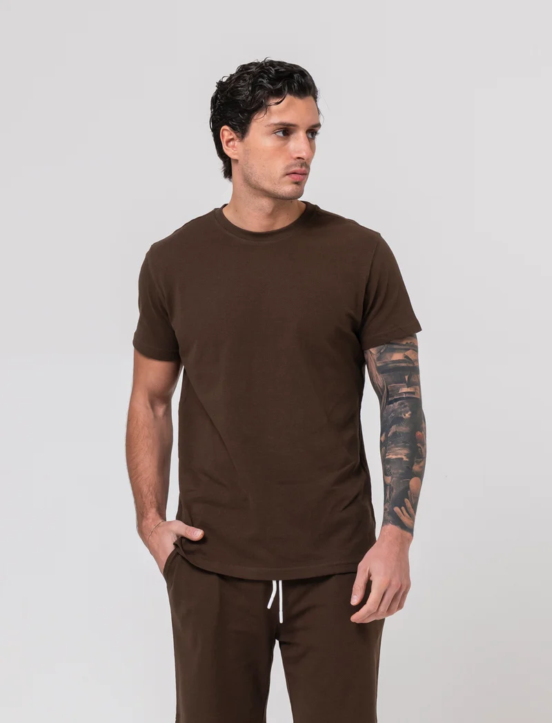 T-shirt in piquet di cotone da uomo - Moro