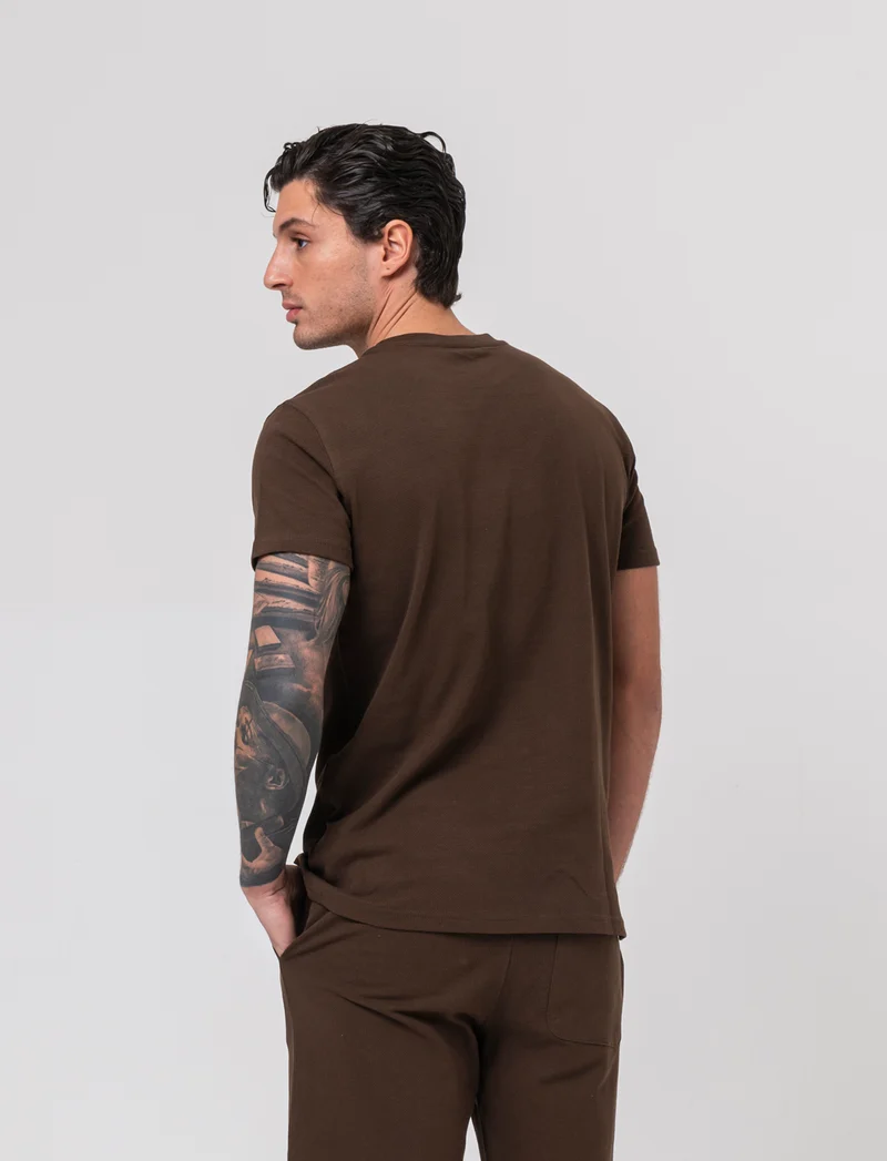 T-shirt in piquet di cotone da uomo - Moro