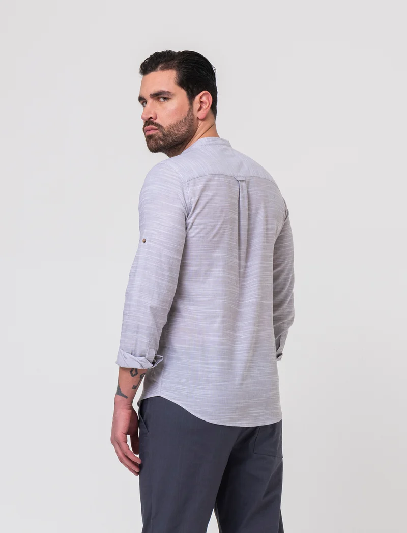 Camicia in cotone fil a fil da uomo - Grigio fango