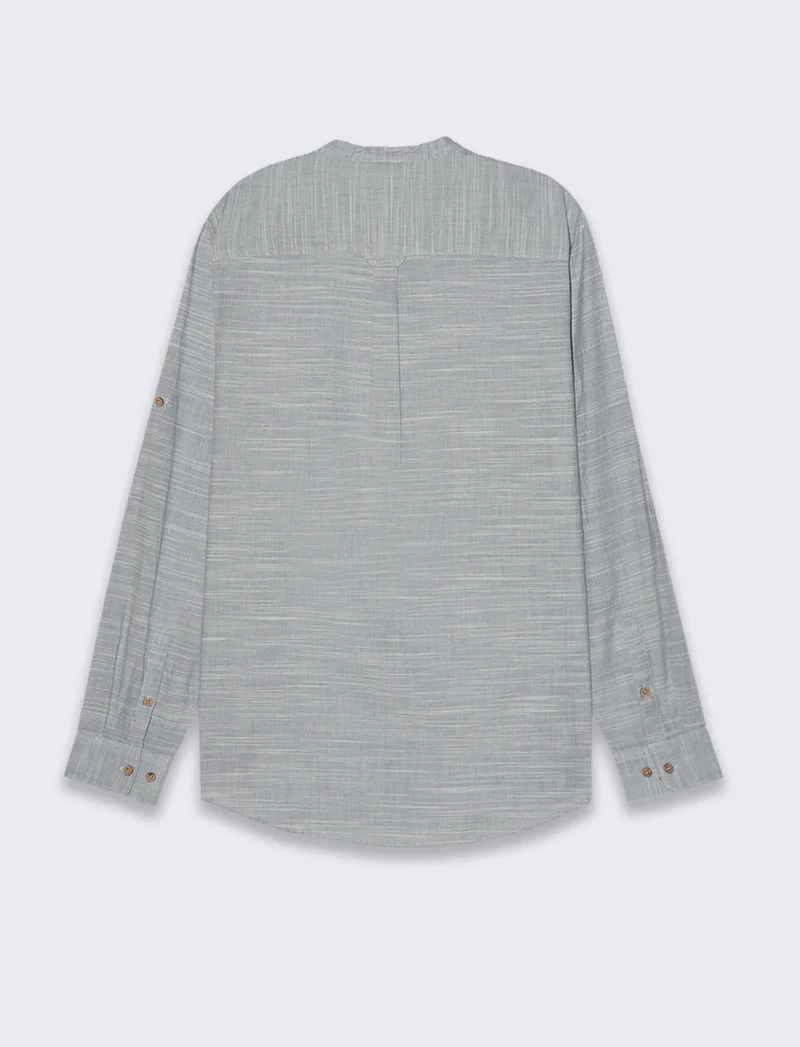 Camicia in cotone fil a fil da uomo - Celeste melange