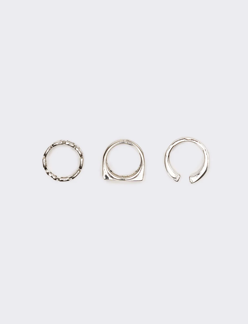 Tre pezzi anelli uomo card - Argento