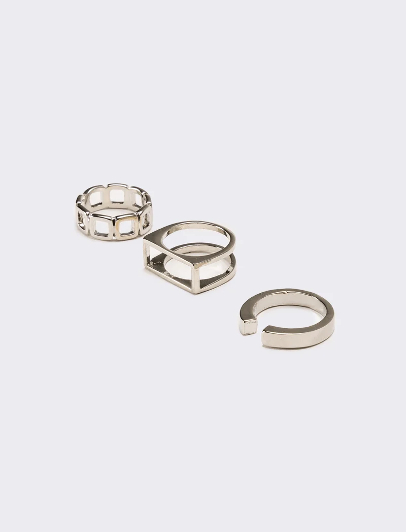 Tre pezzi anelli uomo card - Argento