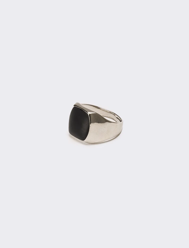 Anello uomo singolo con pietra black - Argento/nero