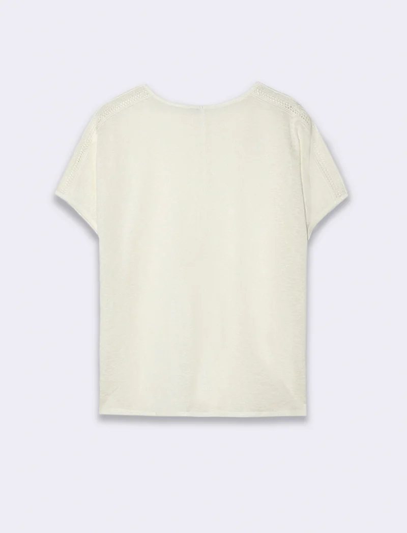 T-shirt con pizzo da donna - Avorio