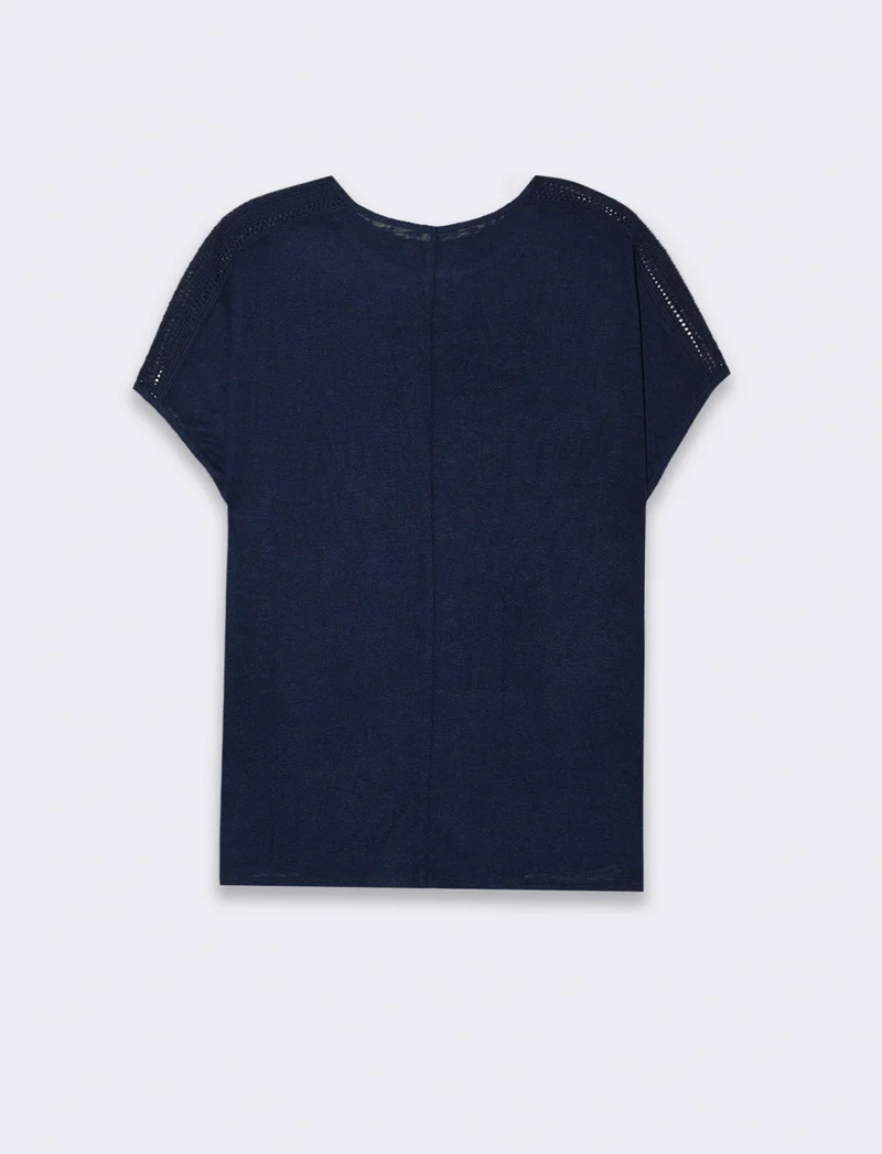 T-shirt con pizzo da donna - Blu