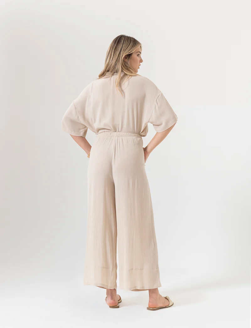 Pantalone coulotte da donna - Beige corda