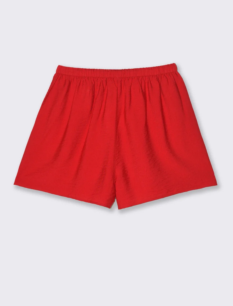 Short con elastico in vita da donna - Rosso scarlatto