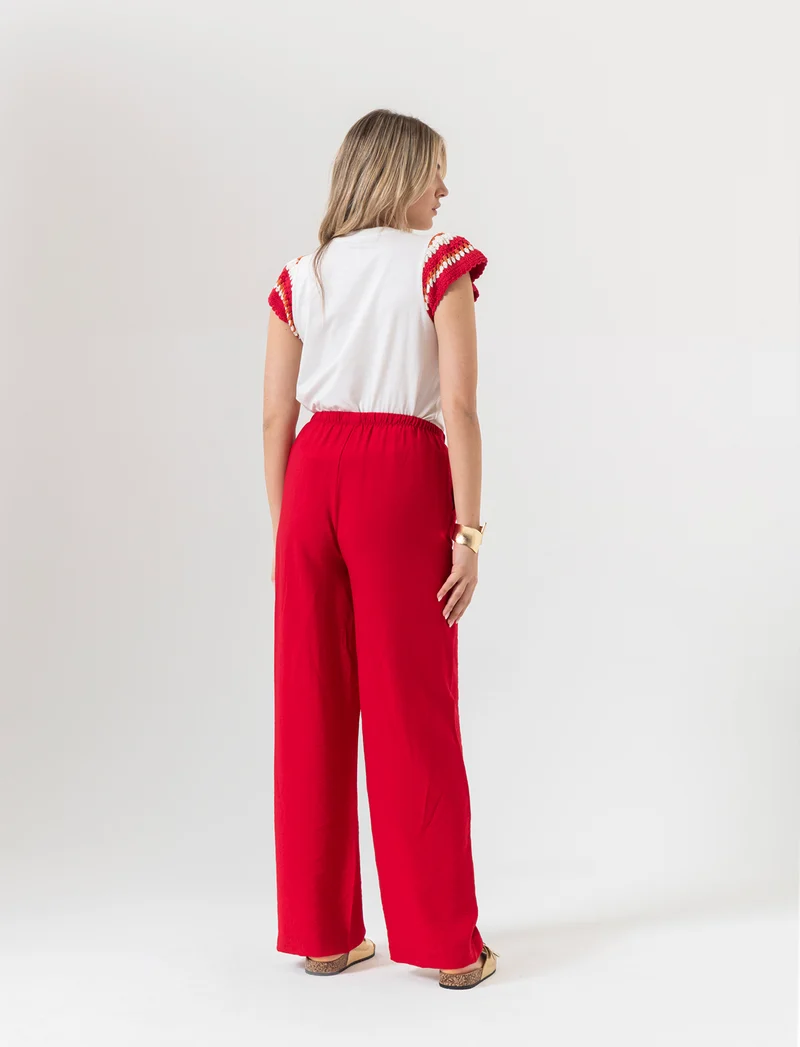 Pantalone con coulisse da donna - Rosso scarlatto