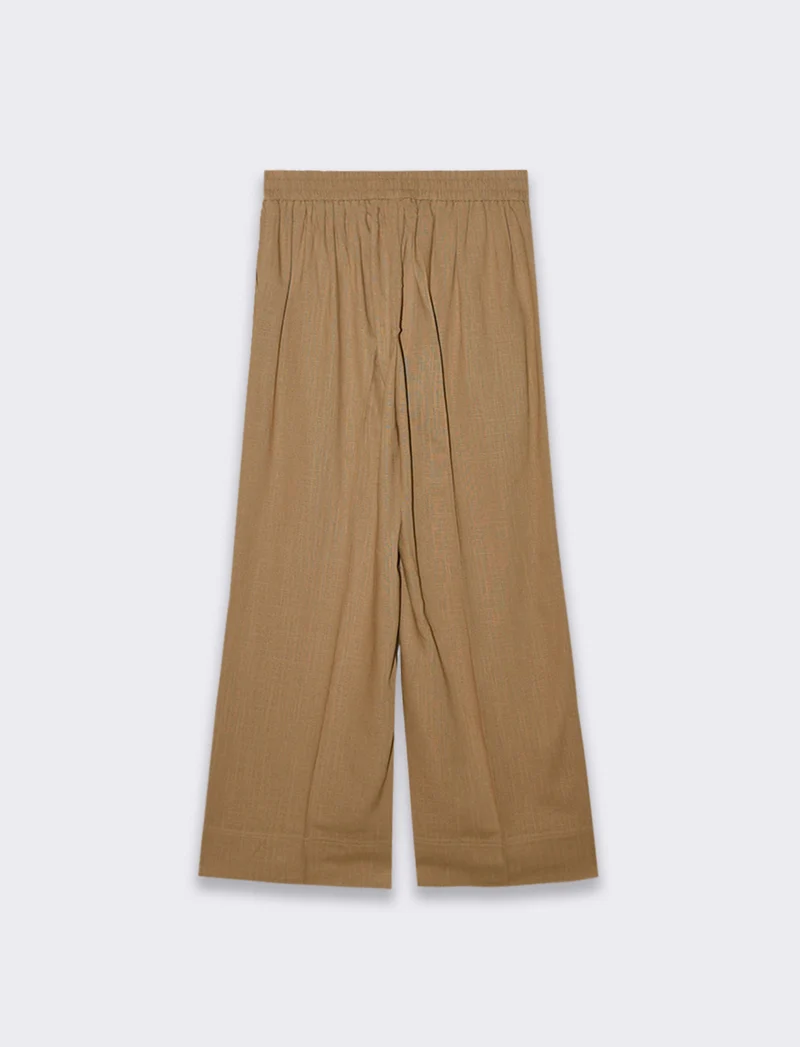 Pantalone con elastico in vita da donna - Caramello