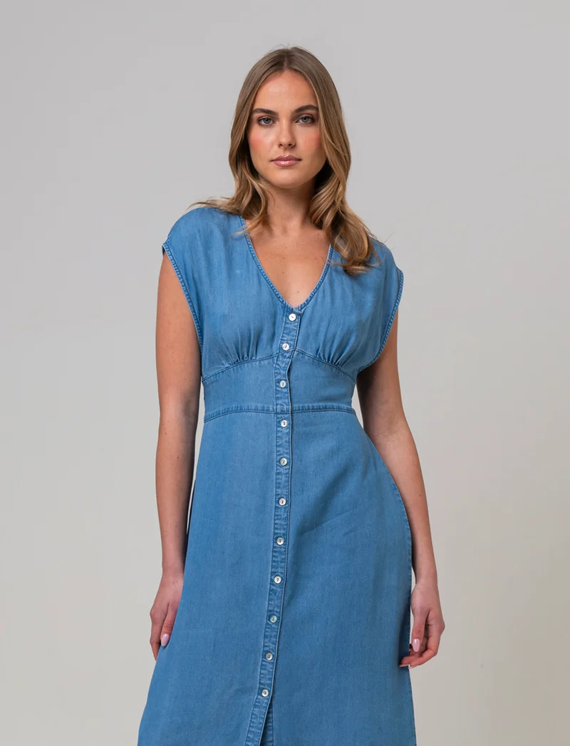 Abito chemisier giro manica da donna - Denim