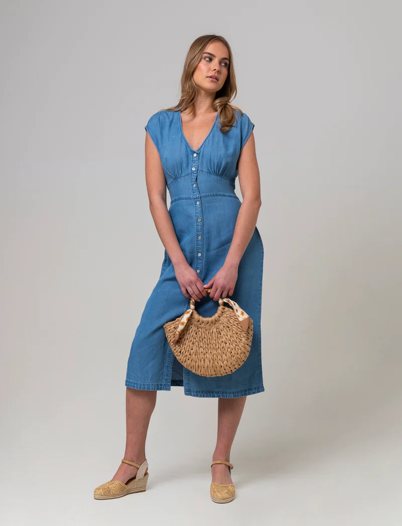 Abito chemisier giro manica da donna - Denim