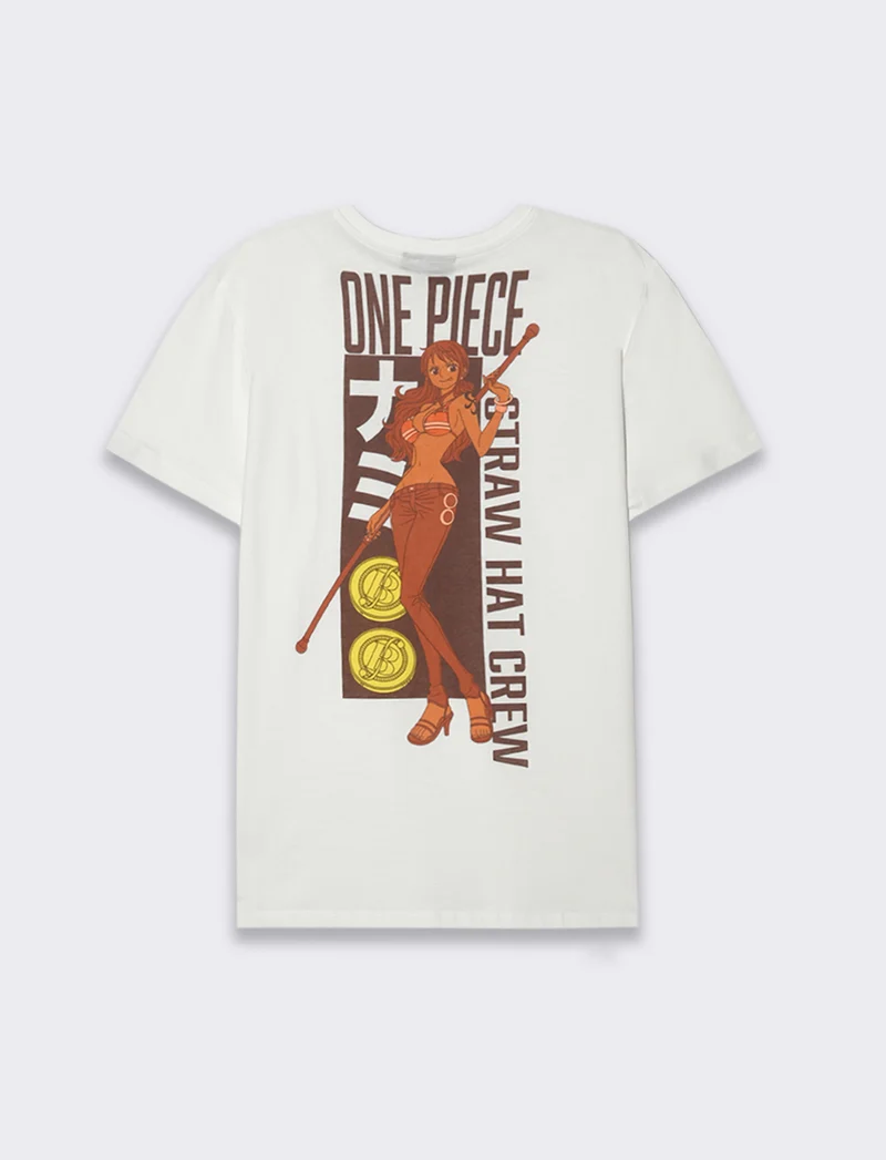 T-shirt stampa one piece da uomo - Bianco