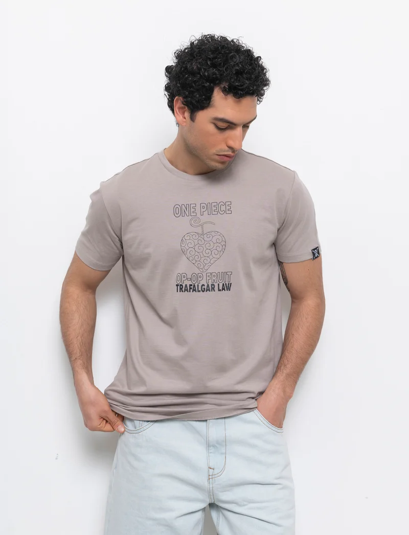 T-shirt stampa one piece da uomo - Grigio