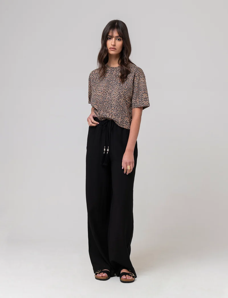 Pantalone con coulisse da donna - Nero