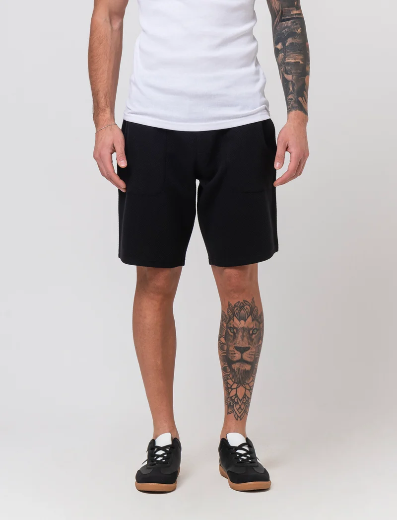 Bermuda jogger struttura waffle da uomo - Nero