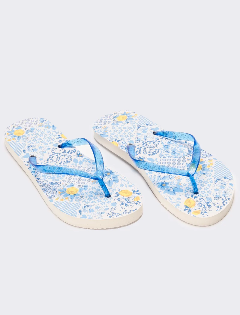 Infradito da donna stampa maioliche - Blu