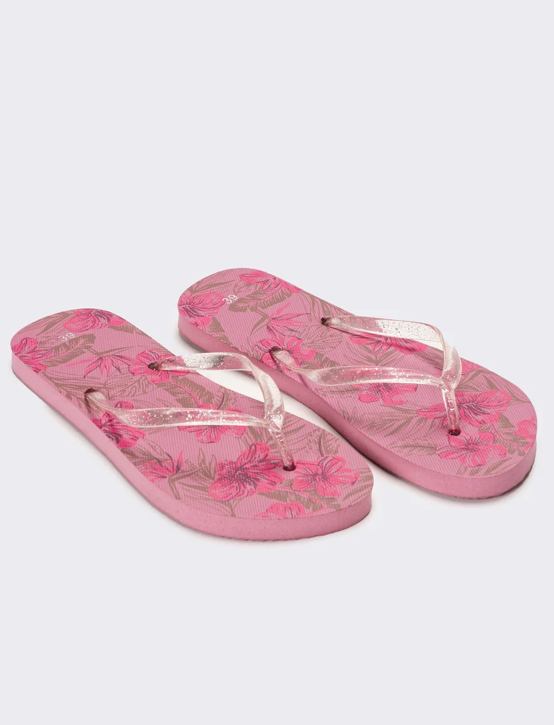 Infradito da donna stampa floreale - Rosa