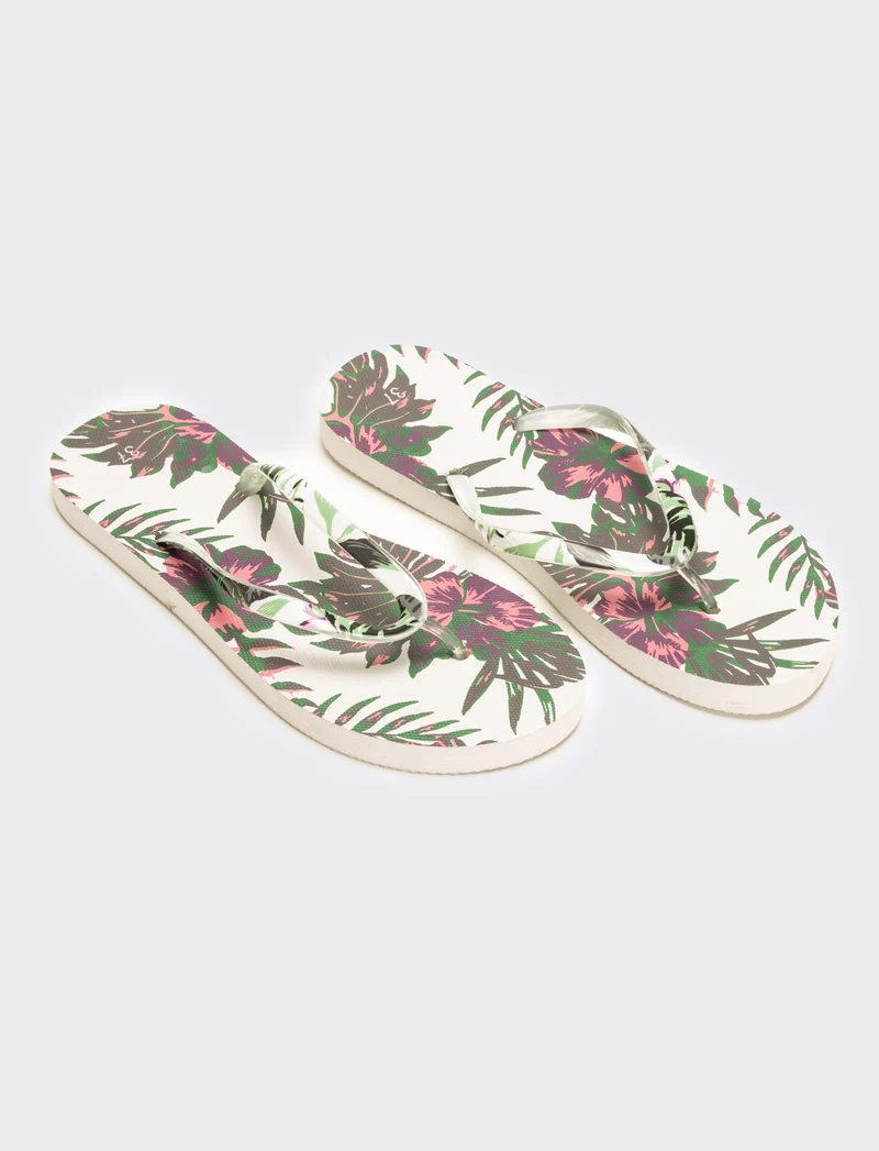 Infradito stampa tropicale da donna - Bianco