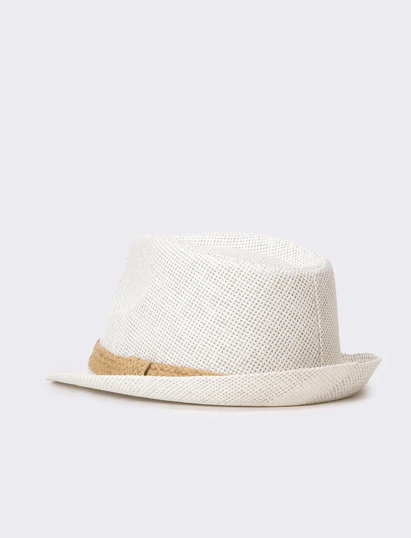 Cappello uomo paglia con treccina - Bianco