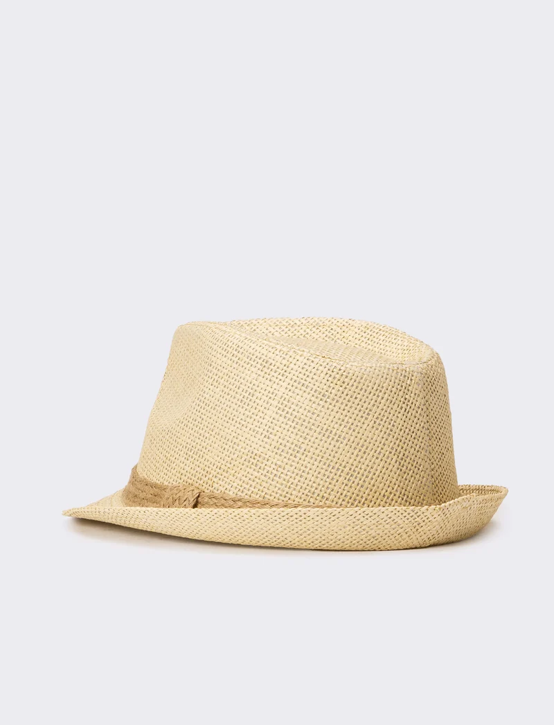 Cappello uomo paglia con treccina - Beige