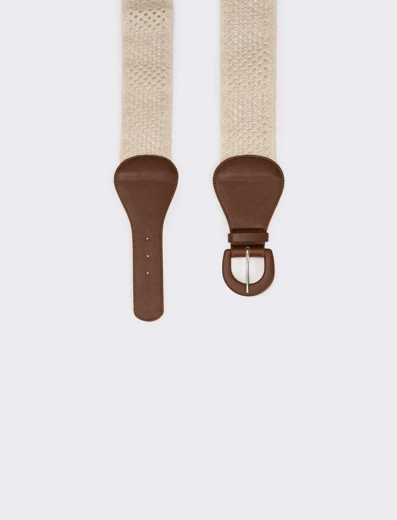Cintura donna elastica effetto uncinetto - Beige