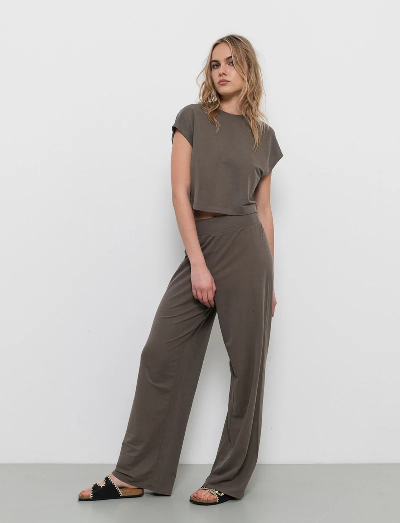 Jogger gamba larga da donna - Verde salvia