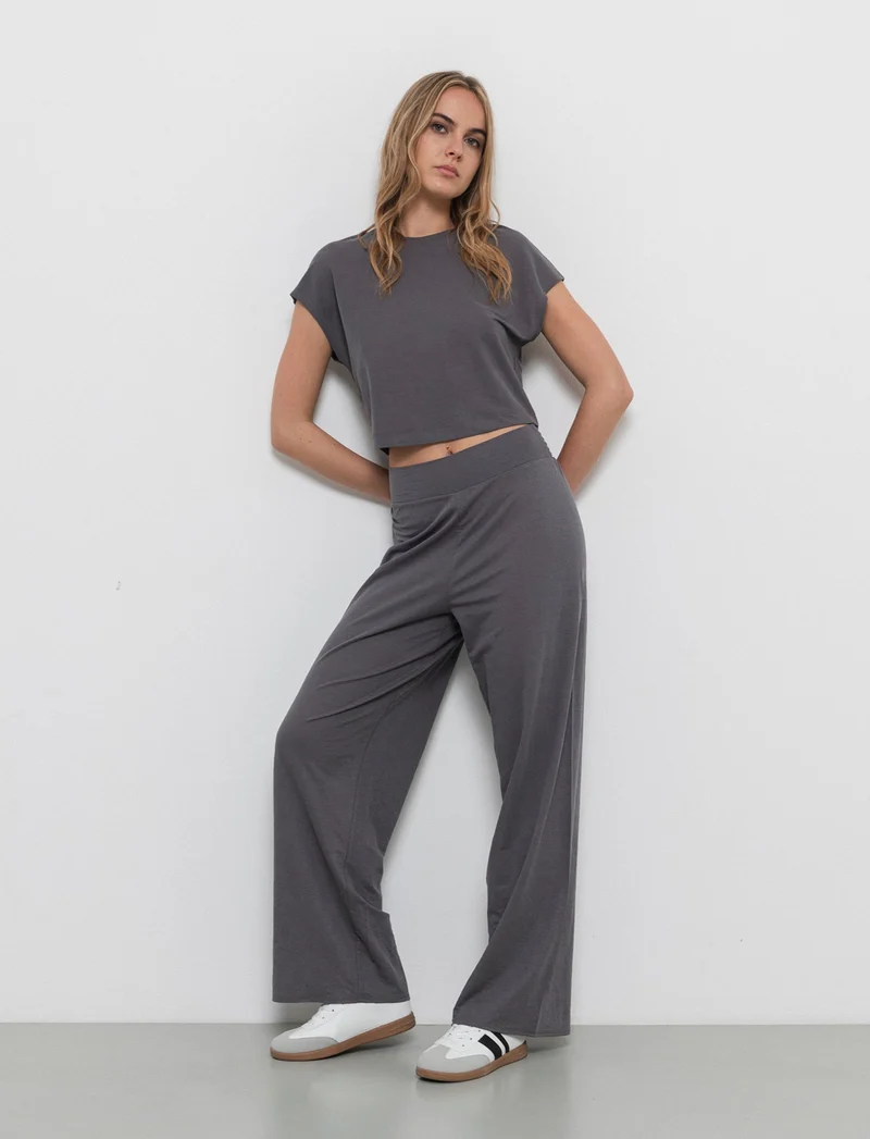 Jogger gamba larga da donna - Grigio piombo